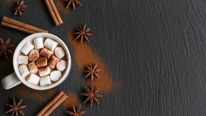 Warm cocoa cup partially visible with rustic autumn still life