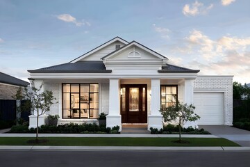 Charming Simple White-Brick Veranda: Embrace French Provincial Elegance for Outdoor Living Space