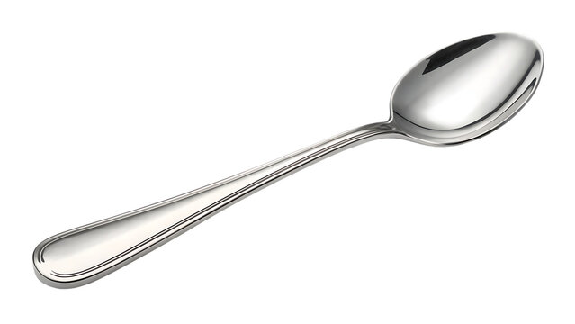 Shiny silver spoon isolated on transparent background, a classic utensil for dining and serving, perfect for soup, cereal, and dessert