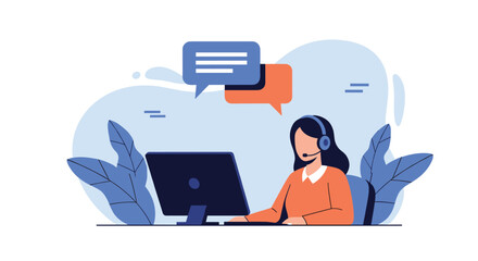 Customer service representative working online providing excellent support and communication skills