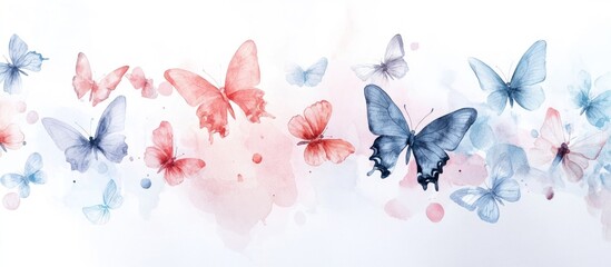 Watercolor butterflies in pastel shades