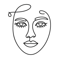 Minimalist abstract line art portrait of a woman s face