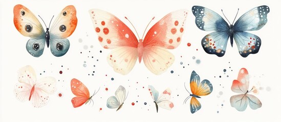 Watercolor butterflies in pastel colors (1)