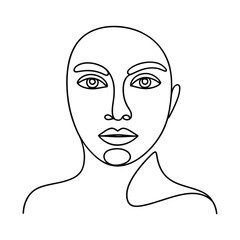 Minimalist continuous line drawing of a bald person s face and shoulders