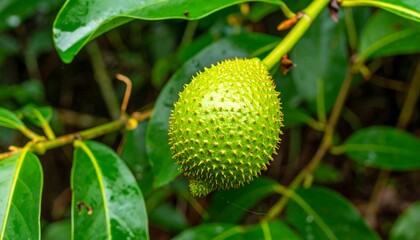 Close-up of a spiky green fruit