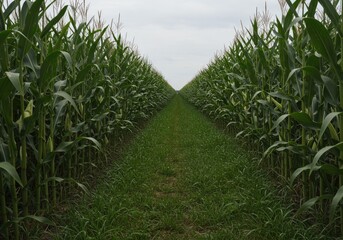 path in the cornfield in the countryside