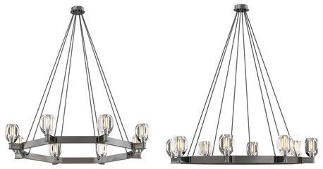 Obraz premium cut out interior modern lamp - with Black background - elegant style -minimal Chandelier light