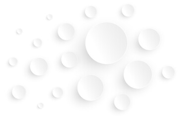 White background with 3D circle shapes, abstract minimalist design for business presentations.