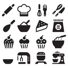 Agricultural and Garden Icons in Black and White Minimalist Style 