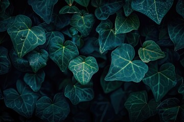 Vibrant Image of Closeup of Ivy Growing on Plant at Night