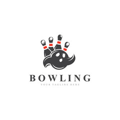 Bowling logo sport design bowling tournament symbol badge template