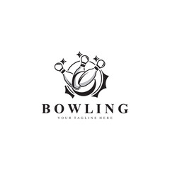 Bowling logo sport design bowling tournament symbol badge template