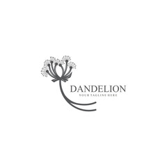 Dandelion Flower Logo minimalist simple Elegant design template