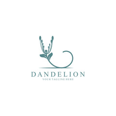 Dandelion Flower Logo minimalist simple Elegant design template