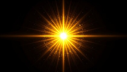 Fototapeta premium Radiant golden burst on black background (1)