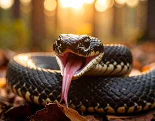 Syczący wąż z językiem żmija