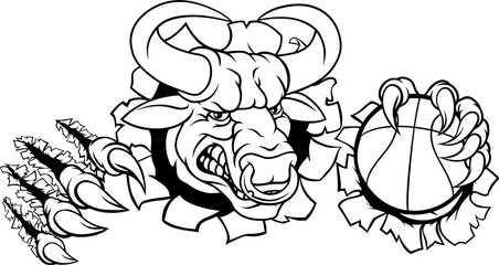Bull Minotaur Longhorn Cow Basketball Mascot