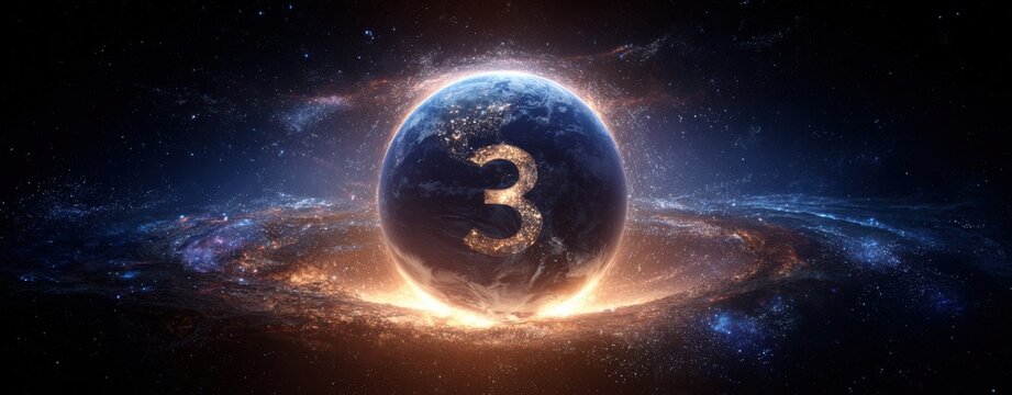 Earth engulfed by a cosmic event, number 3 prominent