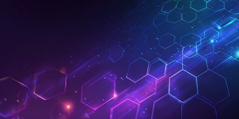 Abstract digital design with glowing hexagons