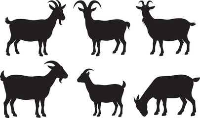 Goat Silhouettes in Black and White Minimalist Style