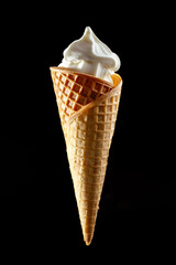 white ice cream in a cone