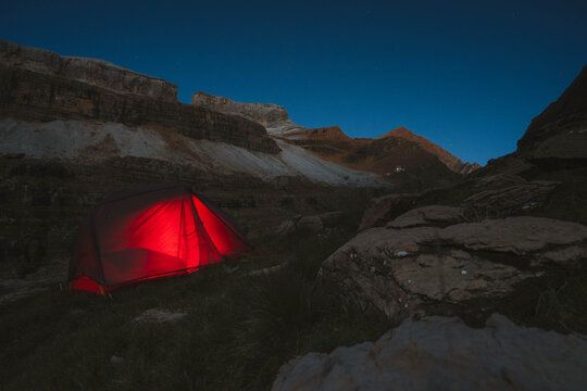 A tent set up under the Breche de Roland