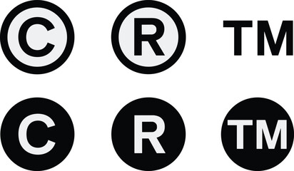 Copyright trademark and registered trademark symbols in circles and text copyright symbol c symbol