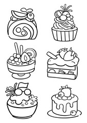 set of cakes illustrtion