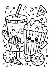 hand drawn vector illustration fastfood