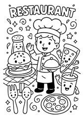 set of funny cartoon chef