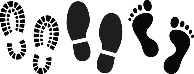 Footprints Shoe Prints Barefoot Prints Walking Steps Icons boot prints sole prints
