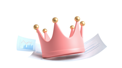 Pink Crown on Financial Documents Symbolizing Power