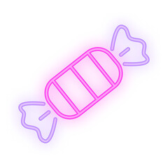 Doodle Neon Signboard of a glowing pink candy wrapped sweet, perfect for Halloween treats, parties, and transparent festive design use