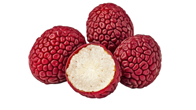 Dried Chinese Red Dates Styled on Transparent Background Highlighting Their Textured Surface