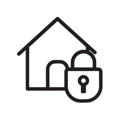 House with Padlock Vector Icon – Security, Home Safety, Property Protection Symbol