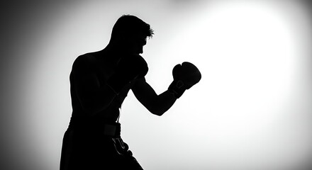 Silhouette boxer punching