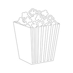 Popcorn Box Line Art | Minimal Snack Food Illustration