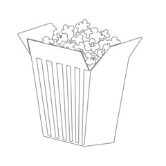 Popcorn Box Line Art | Minimal Snack Food Illustration