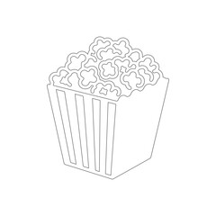 Popcorn Box Line Art | Minimal Snack Food Illustration