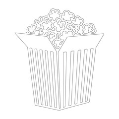 Popcorn Box Line Art | Minimal Snack Food Illustration