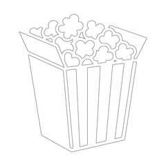 Popcorn Box Line Art | Minimal Snack Food Illustration