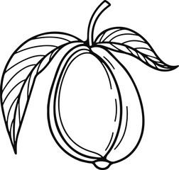 Elegant monochrome line drawing of a mango with seed and leaf, minimal vector art, perfect for tropical juice packaging design 2