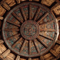 Fototapeta premium Ornate wooden ceiling, intricate designs