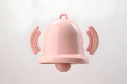 Pink Notification Bell Ringing Alert Reminder Icon on White Background