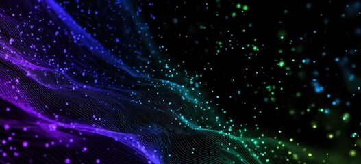 Obraz premium Abstract, dynamic, multicolored particle field