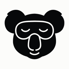 Vector illustration of silhouette of a koala wearing a sleeping mask