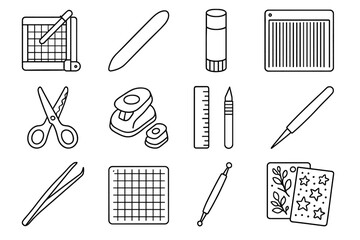 Bone craft tools icon scoring paper vector tweezers folder board trimmer cutting