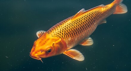 Vibrant Goldfish Swimming in Freshwater Aquarium with Detailed Scales