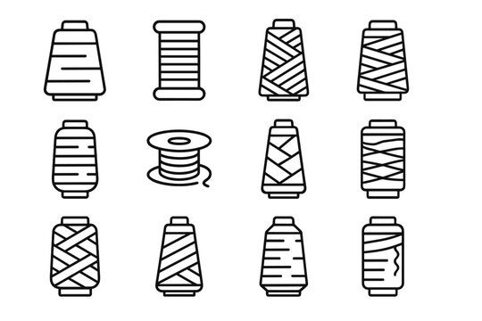 Quilting industrial thread cone vector spool thick sewing overlock icon heavy large