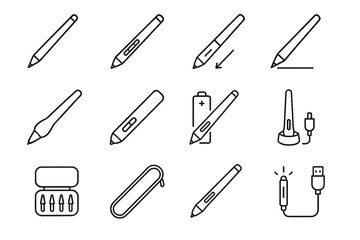 Pouch icon travel vector recognition battery digital led cable customizable pen